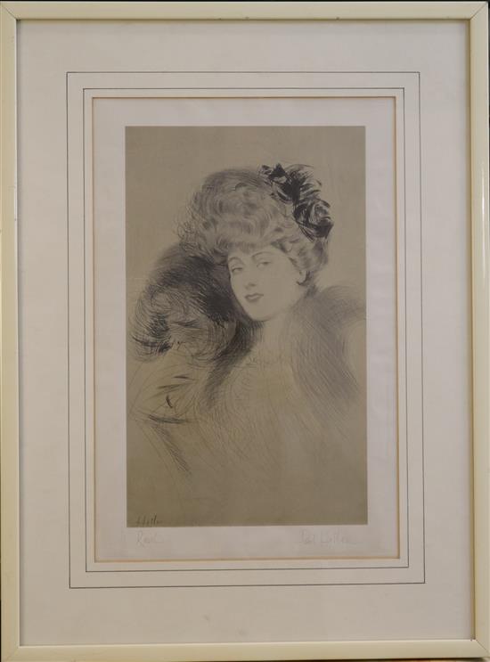 Paul César Helleu (1859-1927) Portrait of a young lady overall 14 x 9.25in.